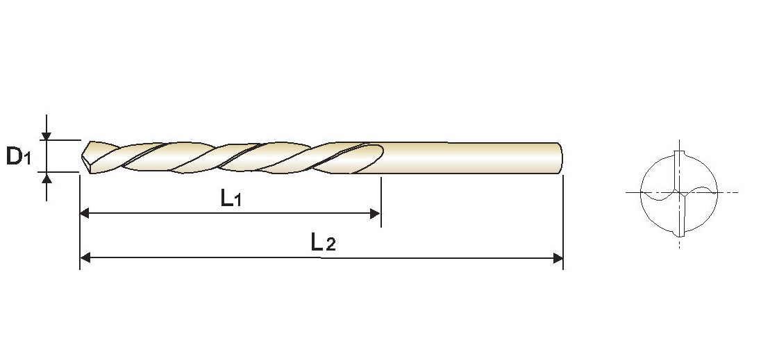 HSS-CO8% TWIST DRILLS STRAIGHT SHANK - TIN TIP COATED